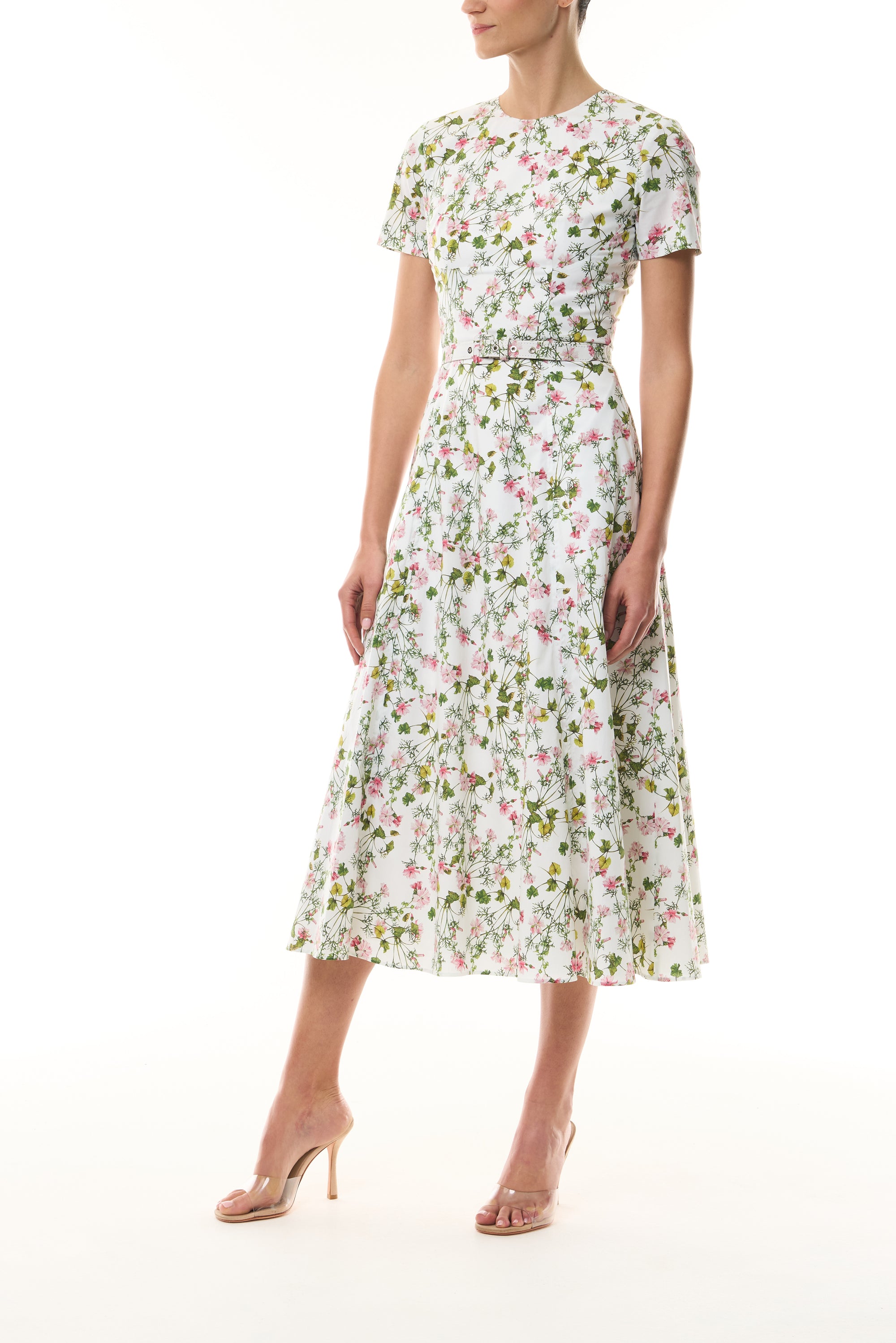 Short Sleeve Floral Day Dress 0 / Silk White Multi