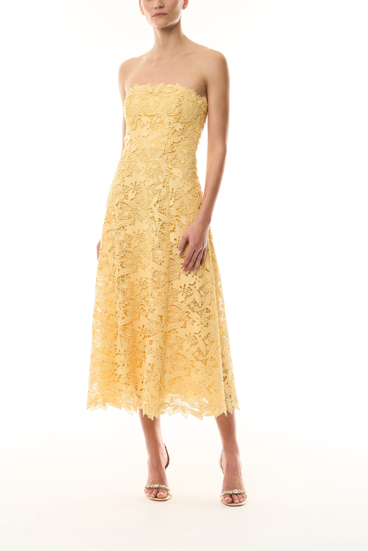Strapless Lace Midi Dress