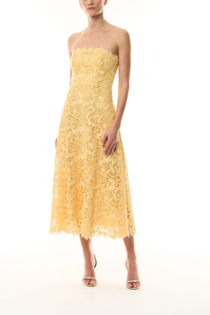 Strapless Lace Midi Dress