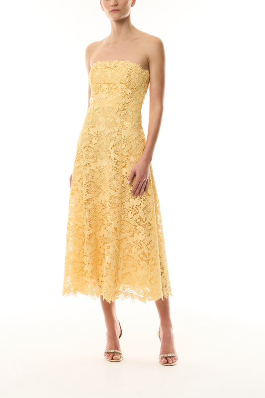 Strapless Lace Midi Dress