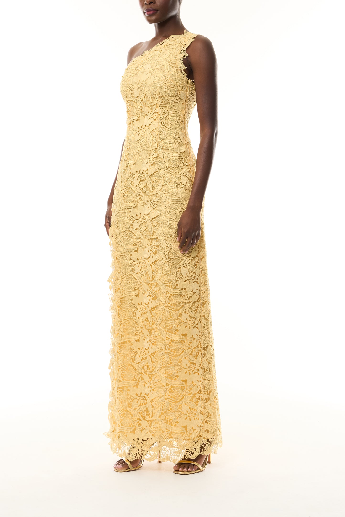 Lace One Shoulder Lace Gown