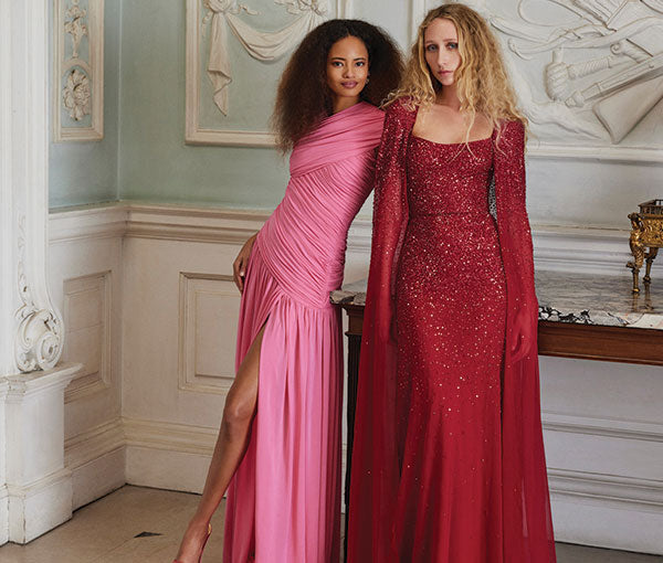 Monique Lhuillier Fall 2024 RTW collection pink and red gowns