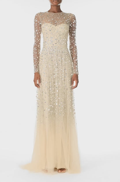 Crystal Embroidered Illusion Gown