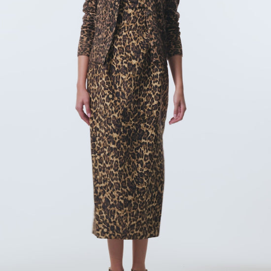 Monique Lhuillier Spring 2026 Leopard Printed Cashmere knit cardigan - video.