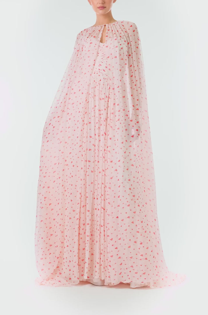 Heart Print Chiffon Cape – Monique Lhuillier