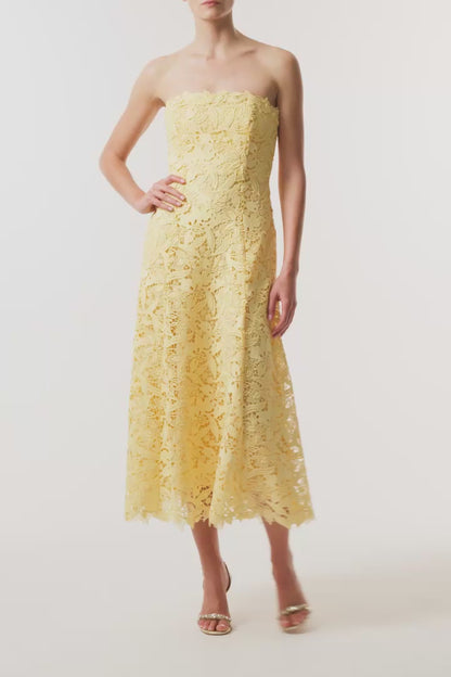 Strapless Lace Midi Dress