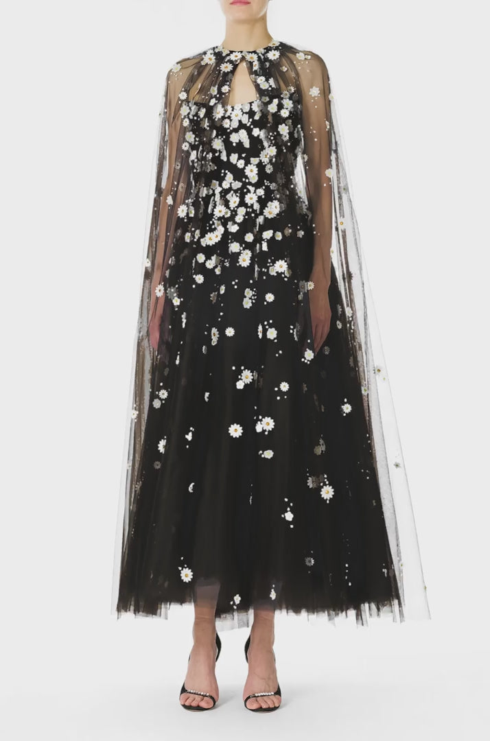 Daisy Embroidered Tulle Cape – Monique Lhuillier