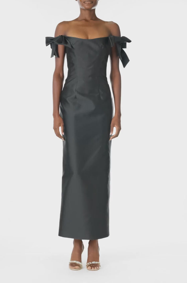 Off the Shoulder Bow Sleeve Sheath – Monique Lhuillier