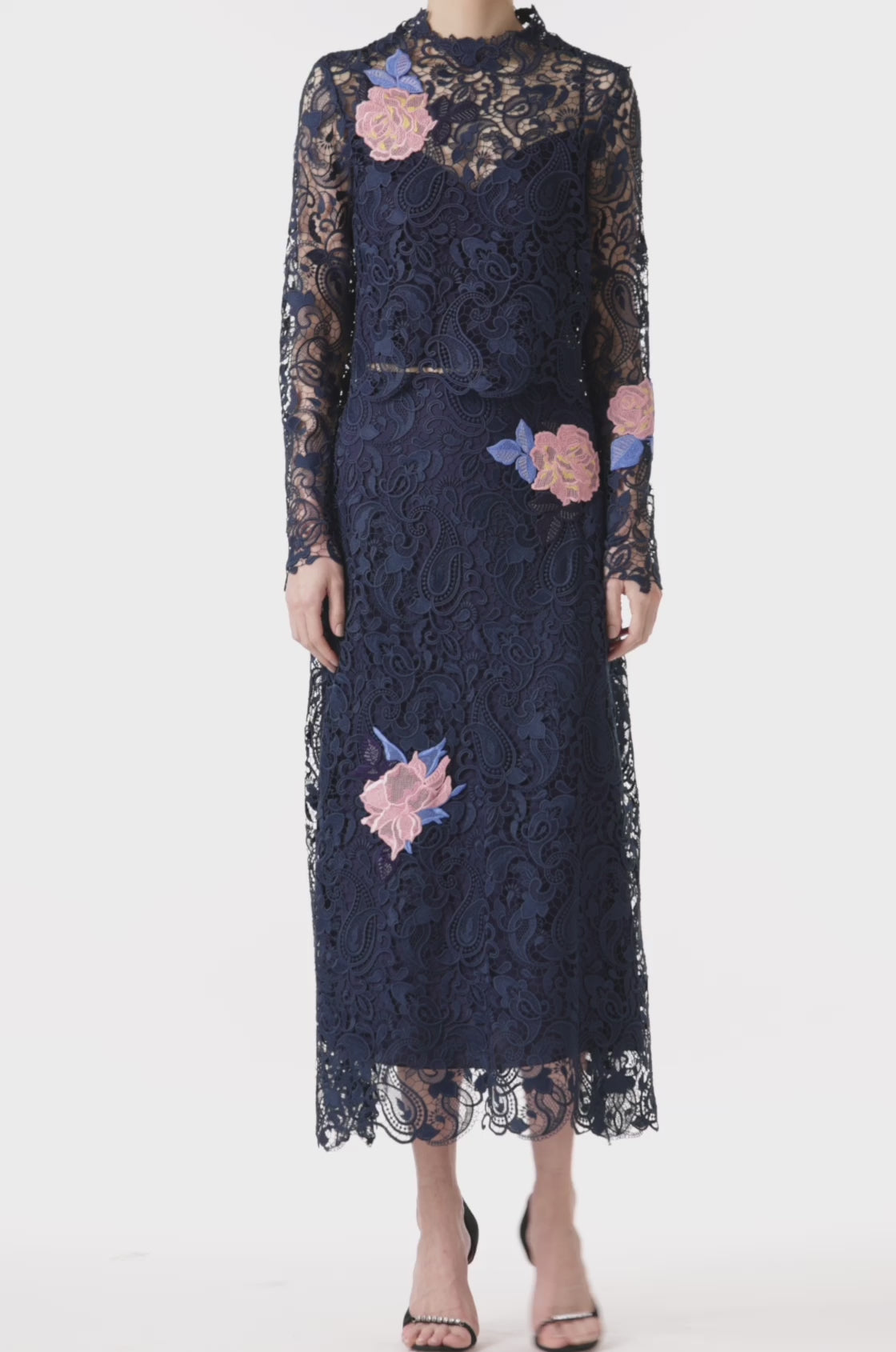 Monique Lhuillier Navy Lace Dress