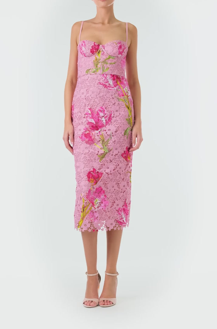Pink Lace Corseted Dress – Monique Lhuillier
