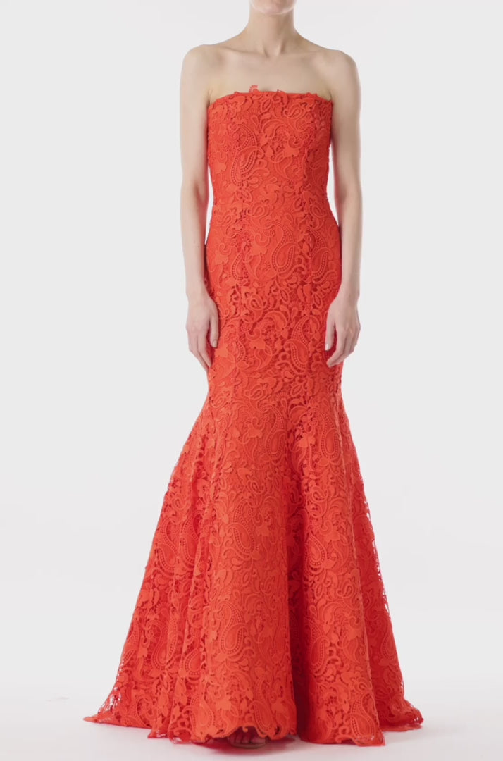 Ml monique lhuillier luisa discount lace maxi dress red