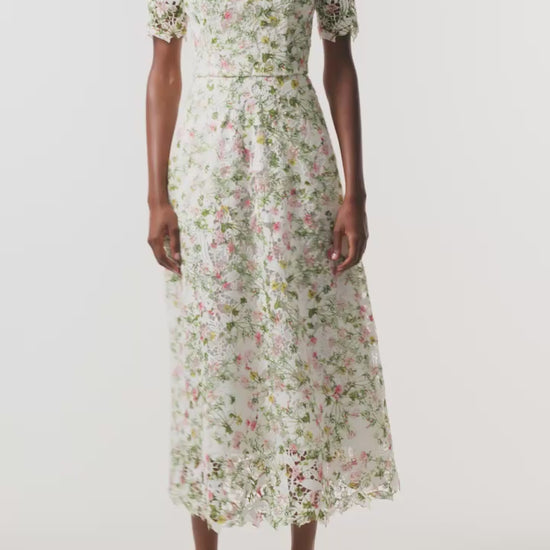 Short Sleeve Floral Lace Dress