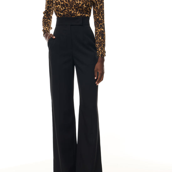 Monique Lhuillier Spring 2026 Leopard Printed Georgette scarf neck blouse - video.