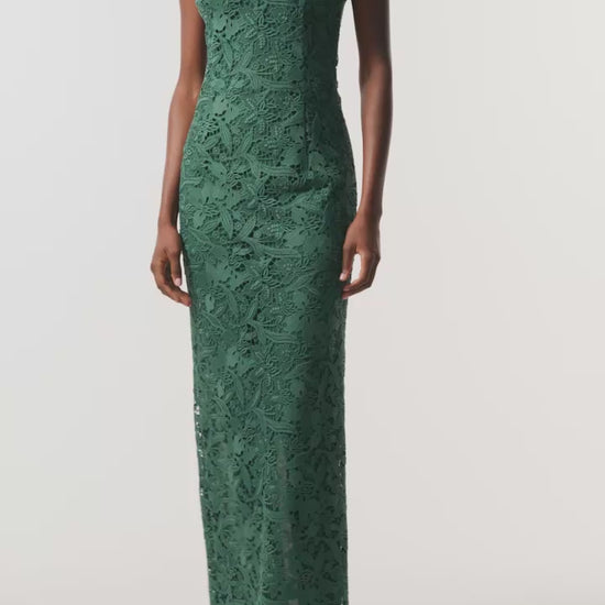 Monique Lhuillier Fall 2026 Sycamore guipure lace floor length halter gown - video.