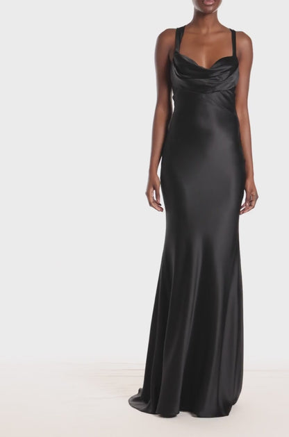 Cowl Neck Sleeveless Satin Gown