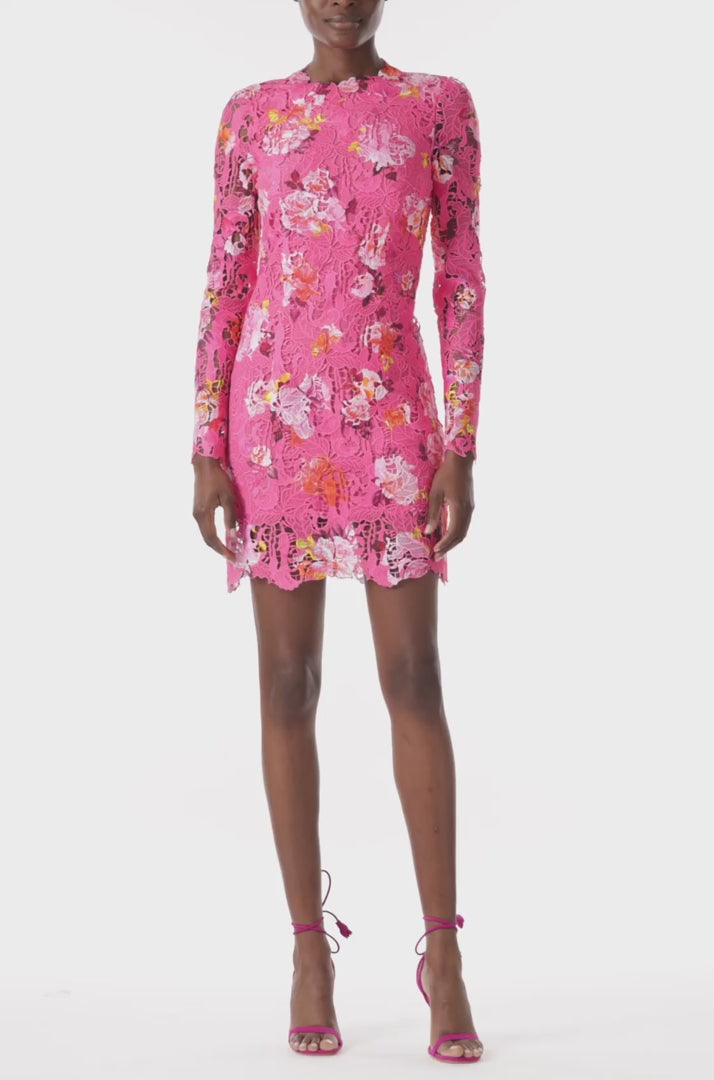 Floral Printed Lace Dress – Monique Lhuillier