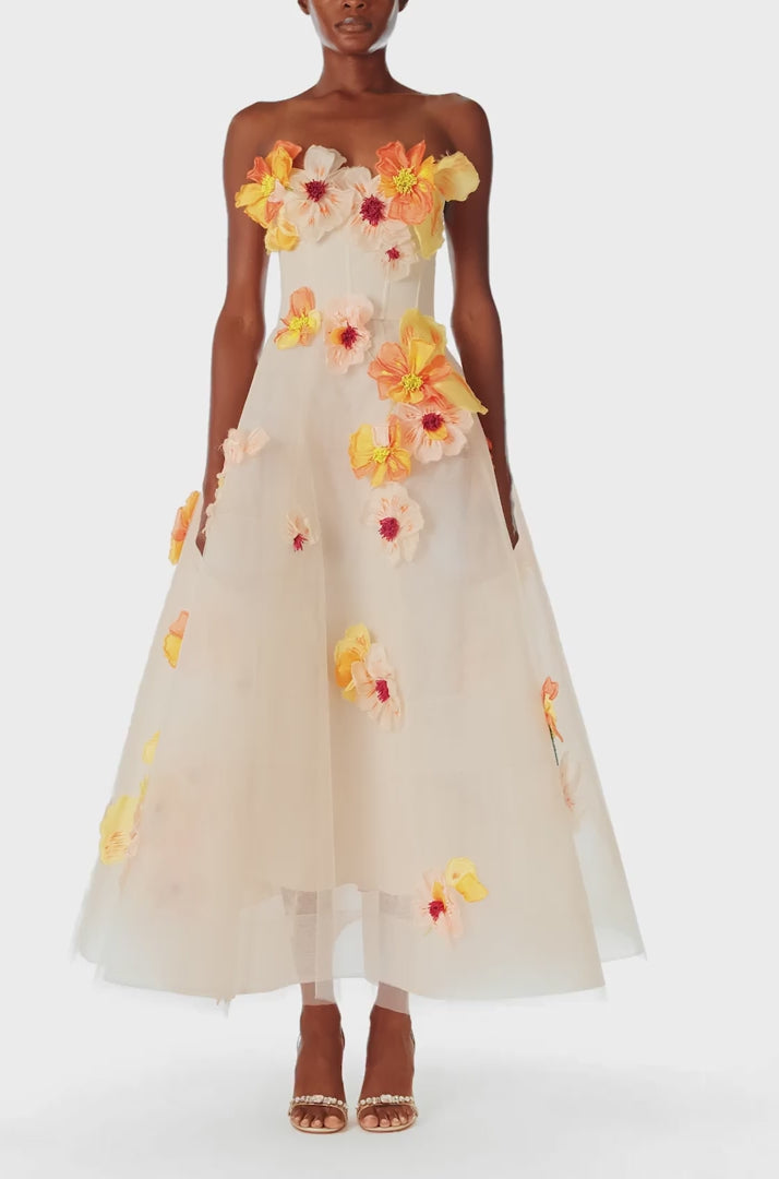 Poppy Embroidered Tea-Length Dress – Monique Lhuillier