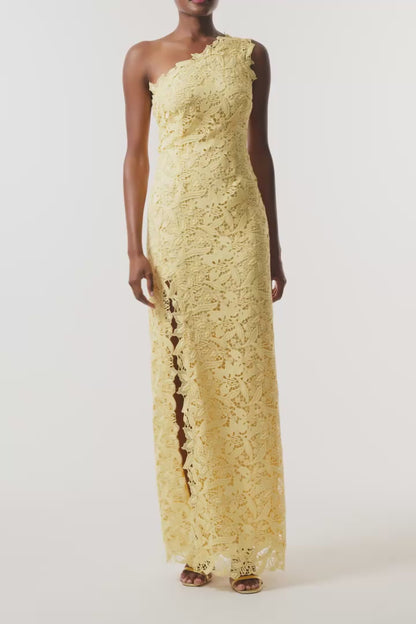 Lace One Shoulder Lace Gown