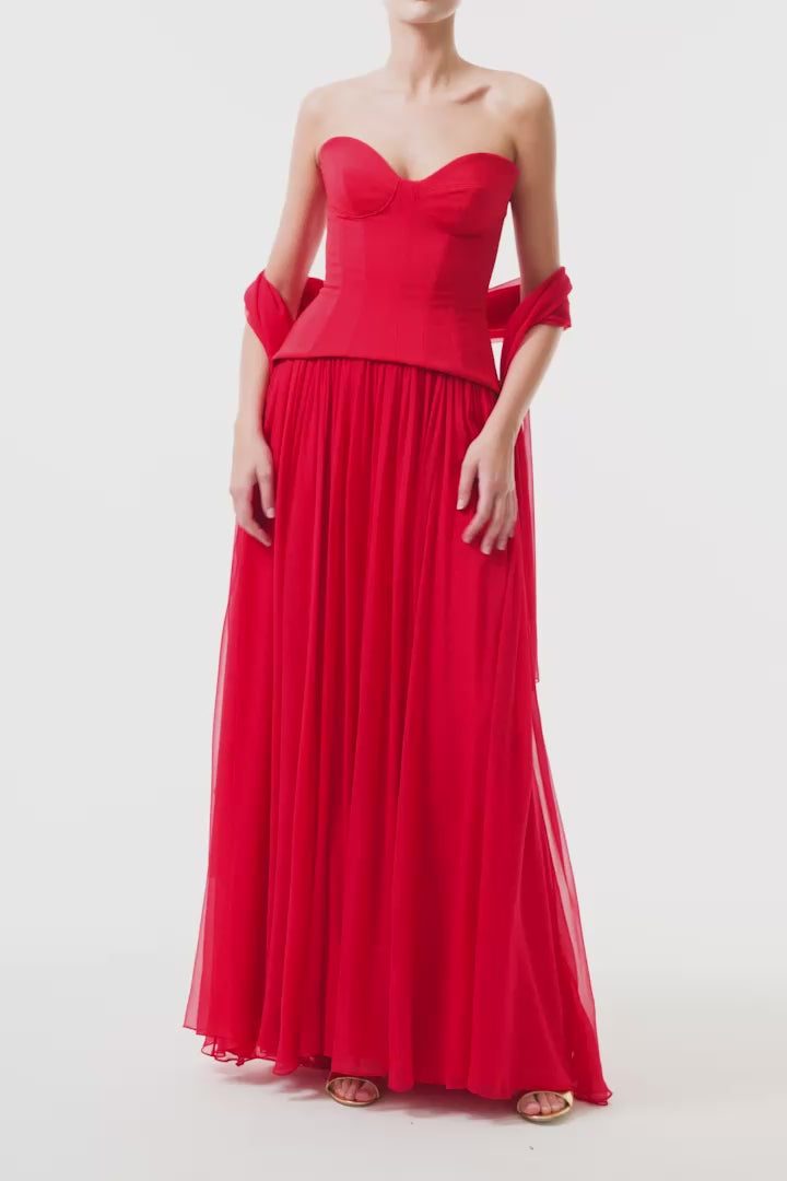 Vermilion Drop Waist Corset Gown – Monique Lhuillier