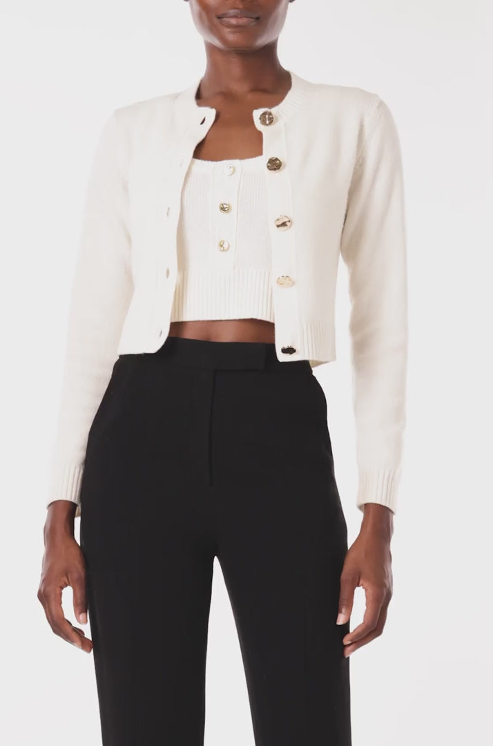 White Cashmere Cropped Cardigan – Monique Lhuillier