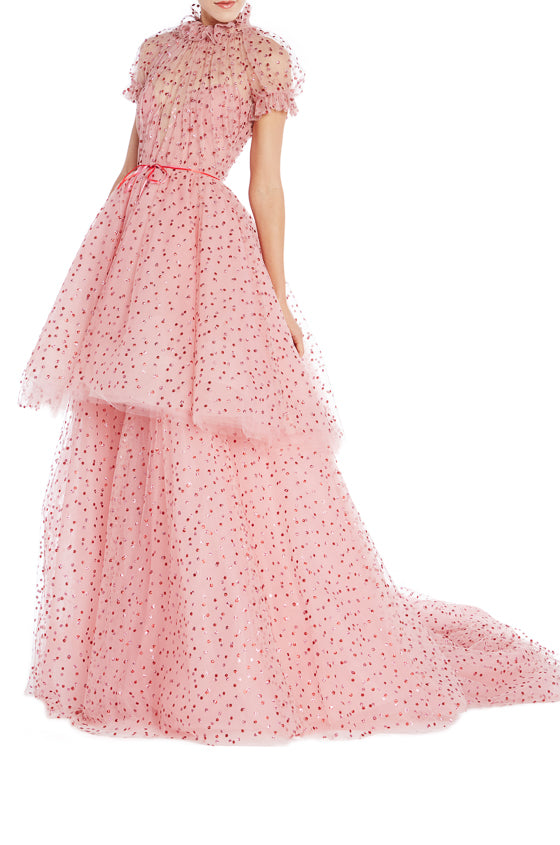 Monique Lhuillier Pink Tulle Gown