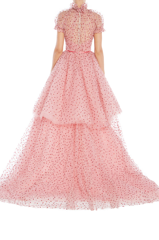 Pink Tulle Tiered Gown Monique Lhuillier 