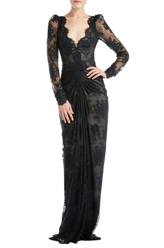 Long Sleeve Lace Dress Black 