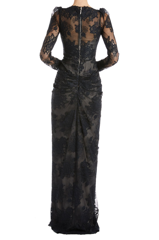 Black Lace Gown Monique Lhuillier