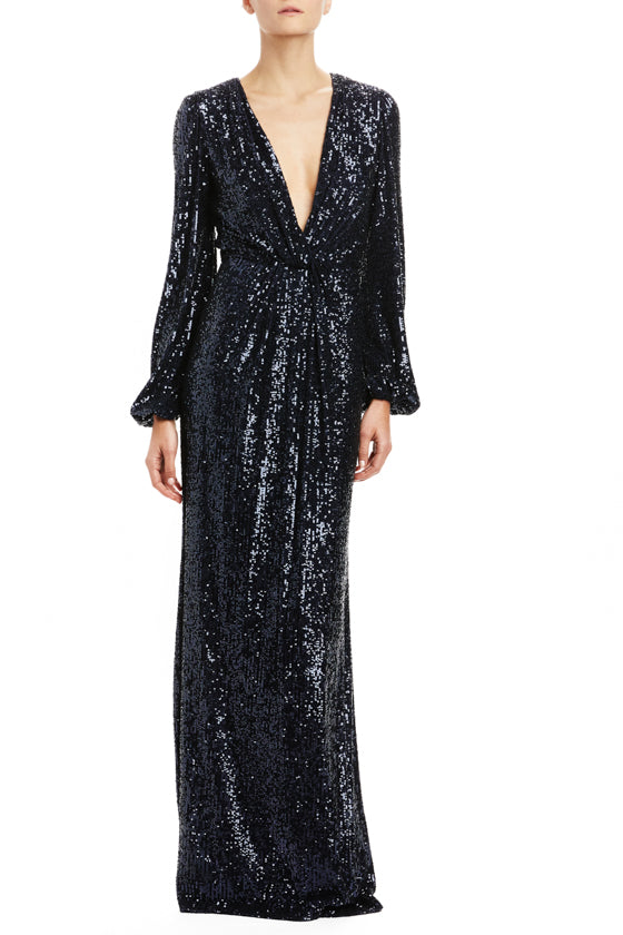 Monique lhuillier discount sequin wrap dress