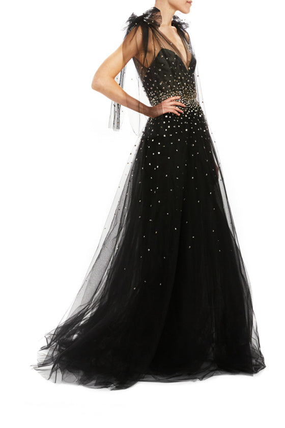 Gown with Bow Shoulder Ties