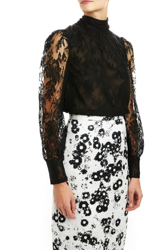 Black lace clearance high neck blouse