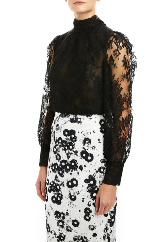 White lace high outlet neck blouse