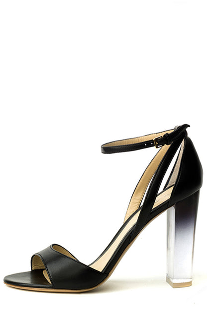 Monique Lhuillier Black Ava Leather Sandal