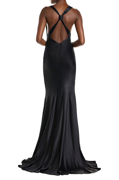 Monique Lhuillier Cowl Neck Sleeveless Satin Gown