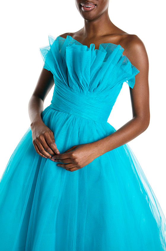 Monique Lhuillier Strapless Tulle Ball Gown