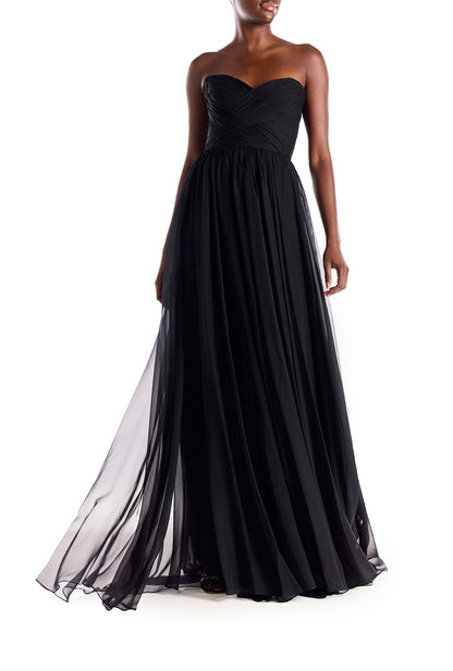 Monique Lhuillier Strapless Draped Chiffon Gown