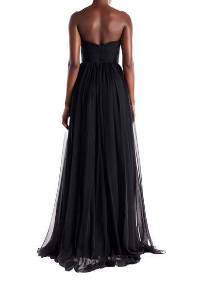 Monique Lhuillier Strapless Draped Chiffon Gown