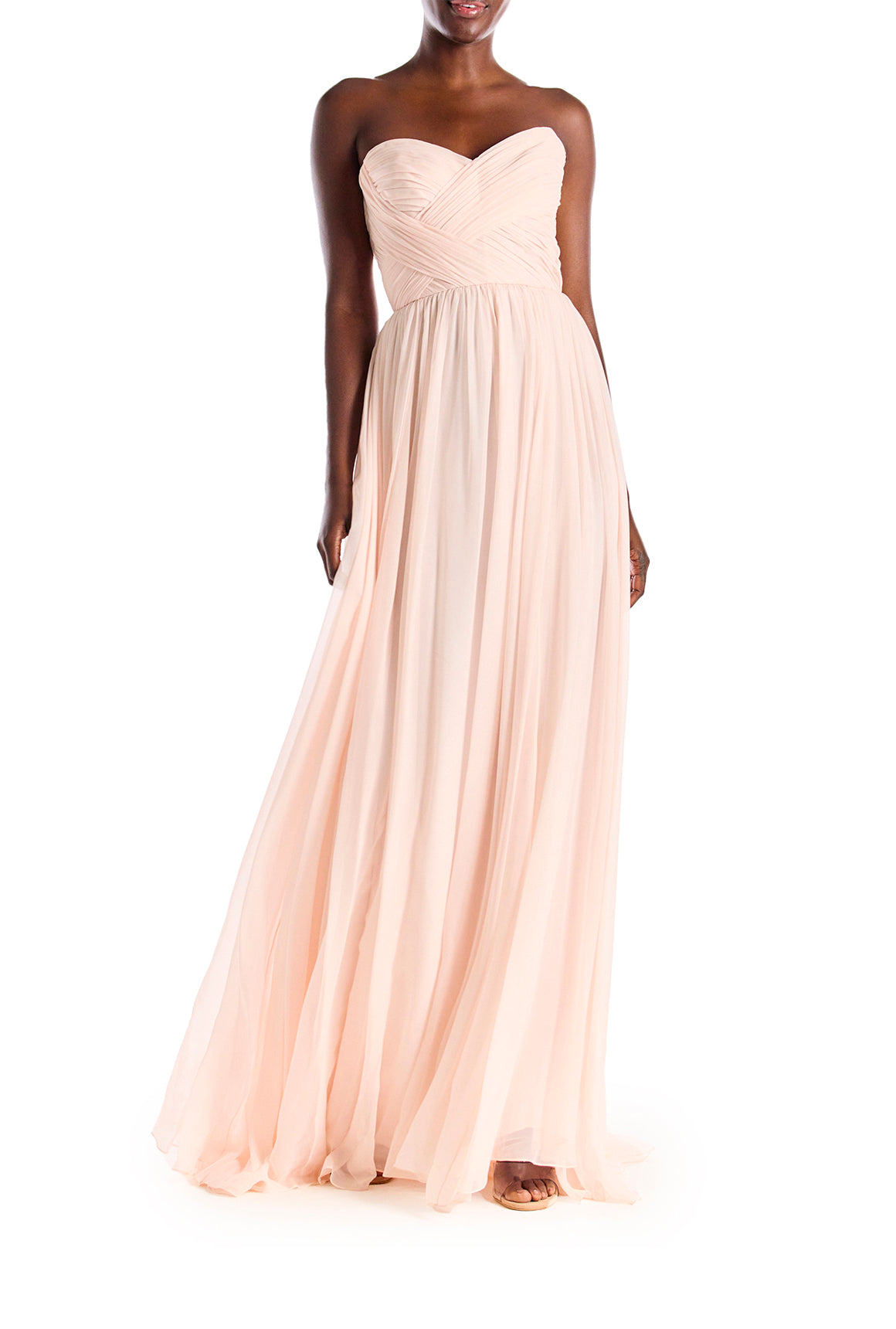 Strapless Draped Chiffon Gown 2 / Pale Pink Strapless Draped Chiffon Gown 2 / Pale Pink