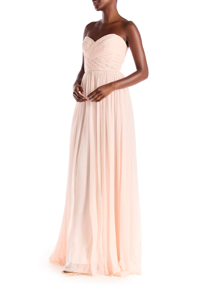 Monique Lhuillier Strapless Draped Chiffon Gown