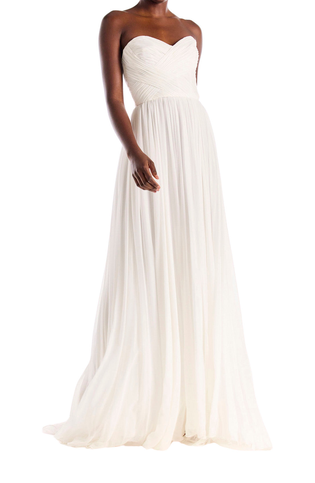 Monique Lhuillier Strapless Draped Chiffon Gown