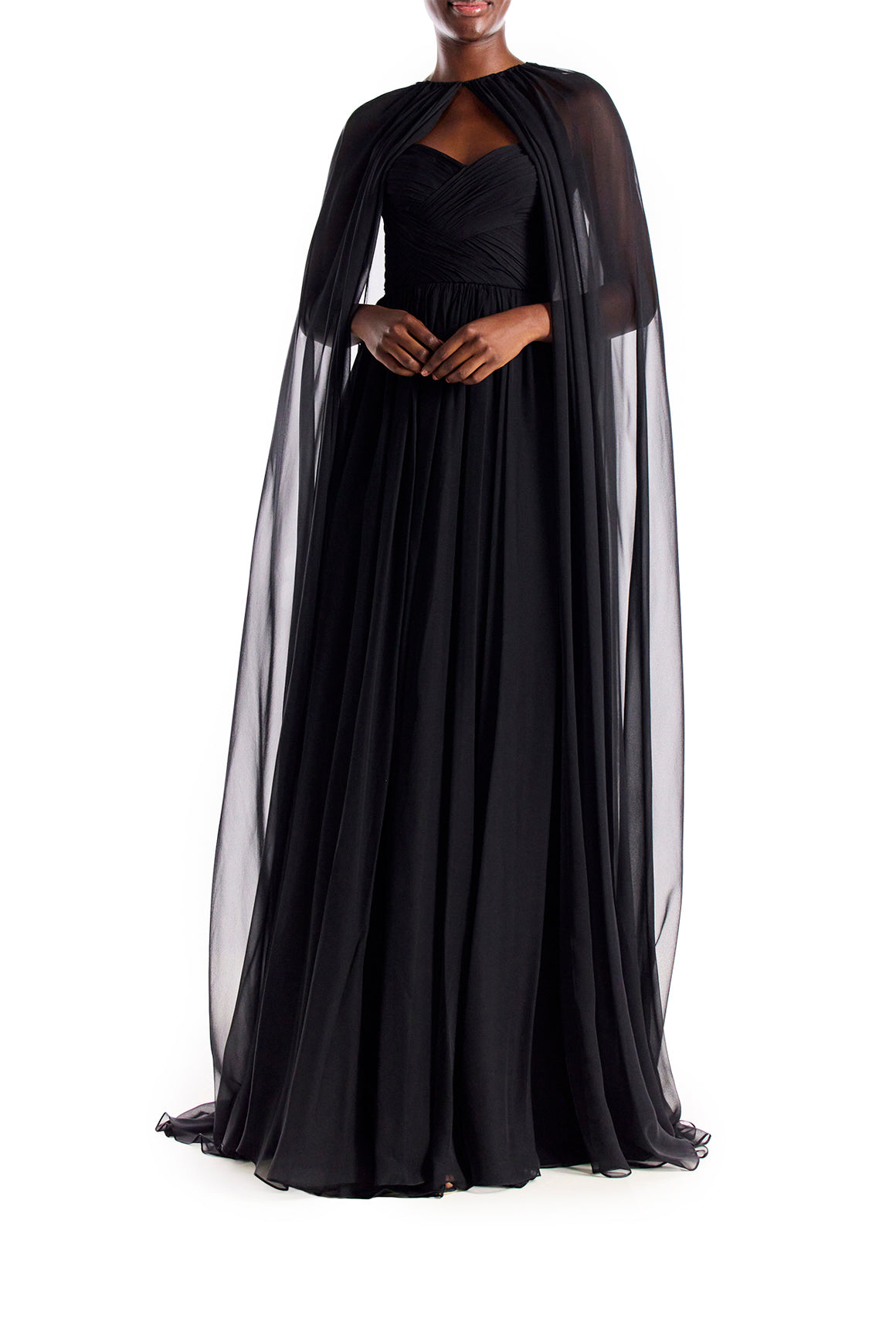 Beaded Pearl Embellished Long Fitted Cape Formal Evening Dress – Sultan  Dress