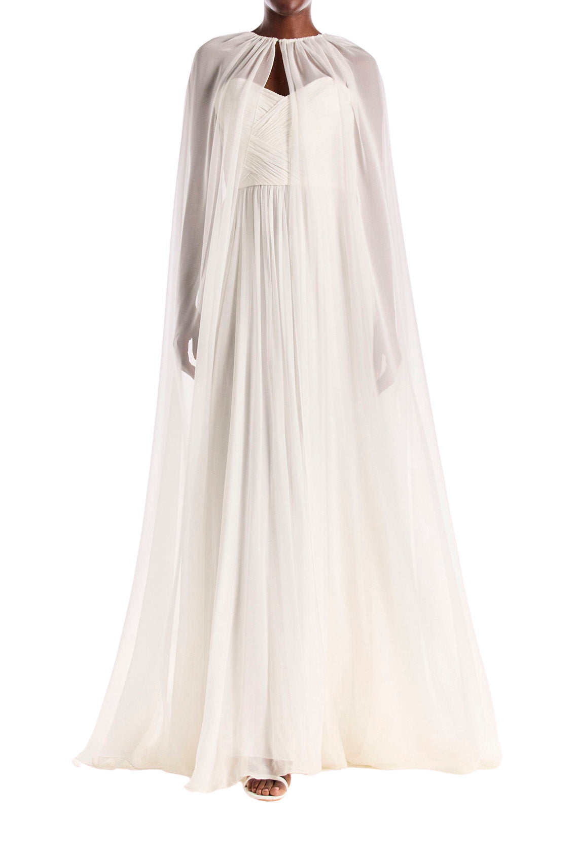 Floor Length Chiffon Evening Cape SMALL / Silk White