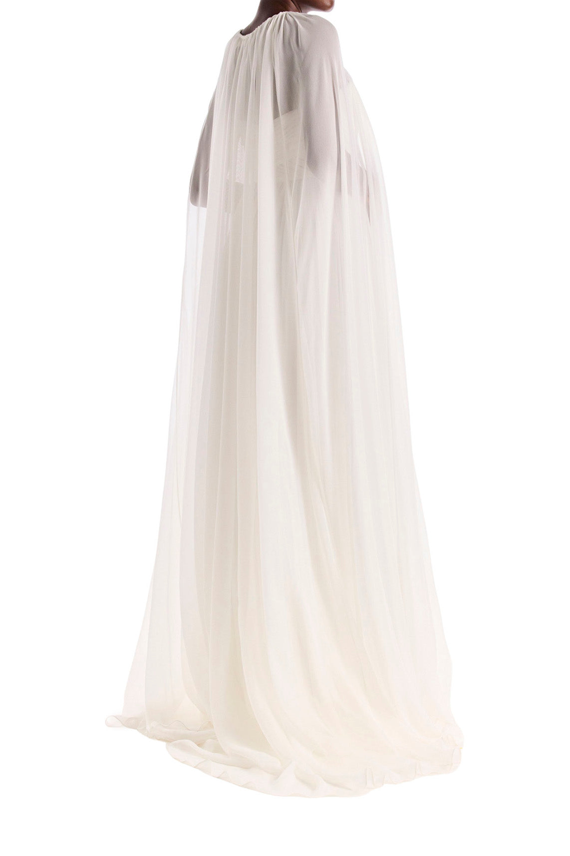 Floor Length Chiffon Evening Cape SMALL / Silk White