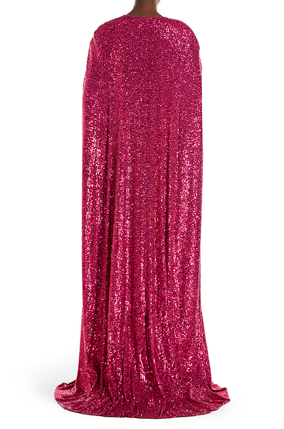 Monique Lhuillier Sequin Floor Length Evening Cape