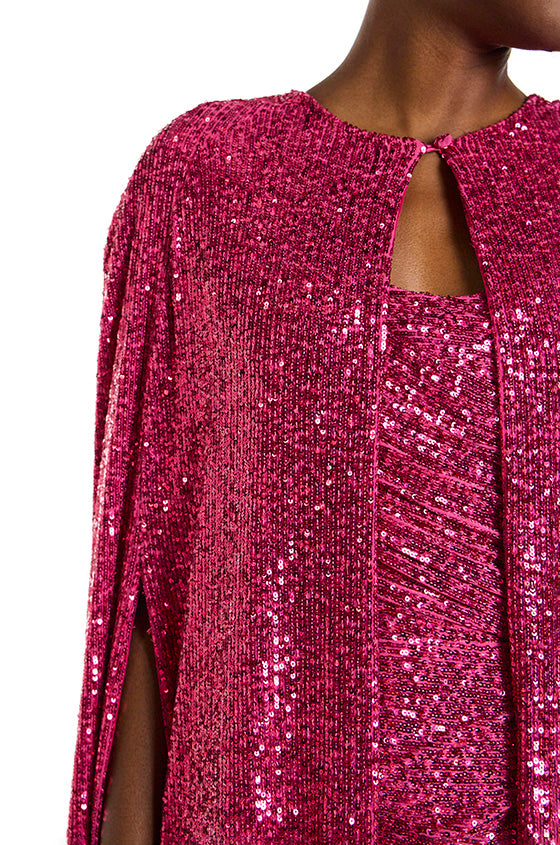 Monique Lhuillier Sequin Floor Length Evening Cape