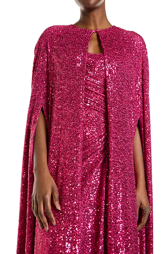 Monique Lhuillier Sequin Floor Length Evening Cape