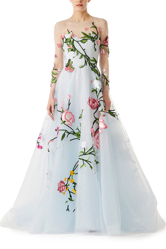 Embroidered long outlet gown