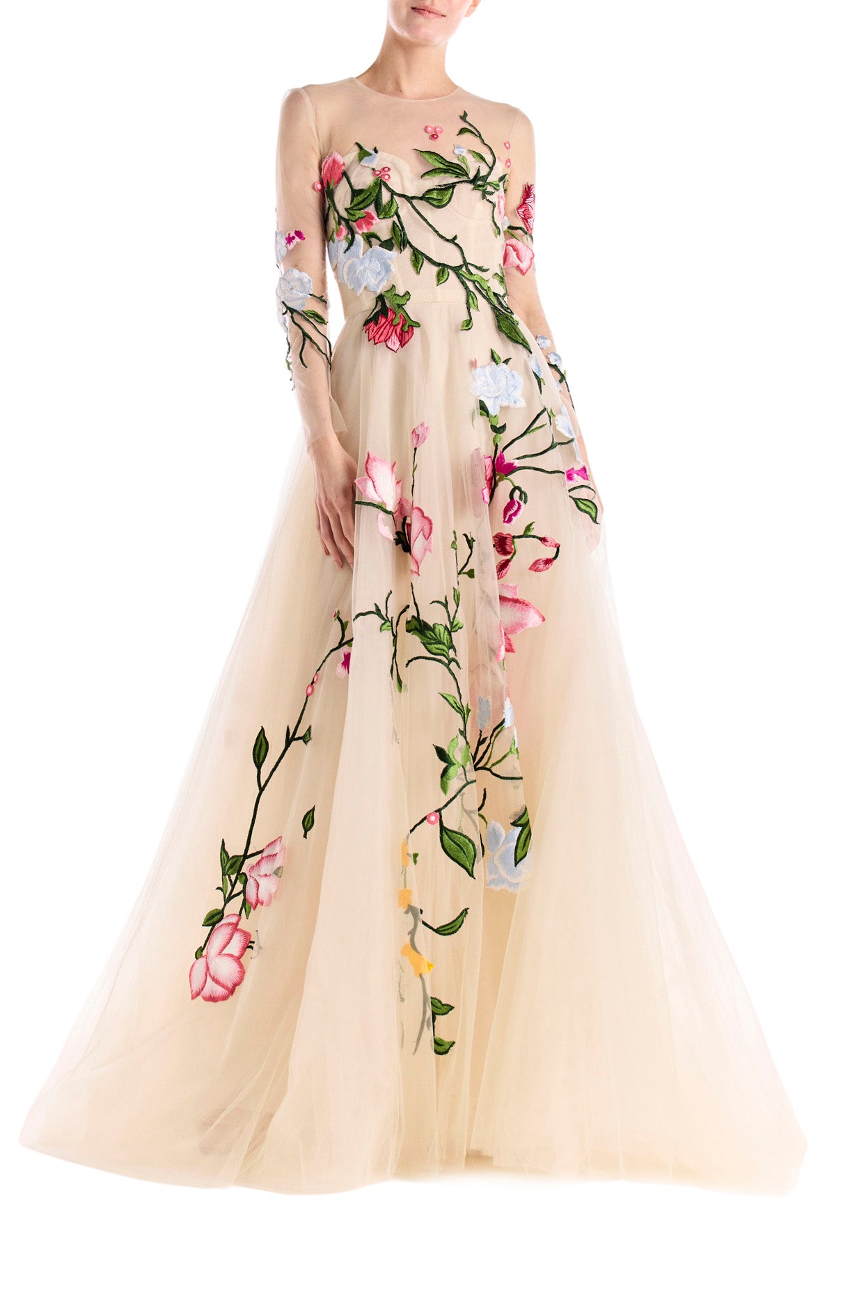 Floral embroidered shop tulle dress