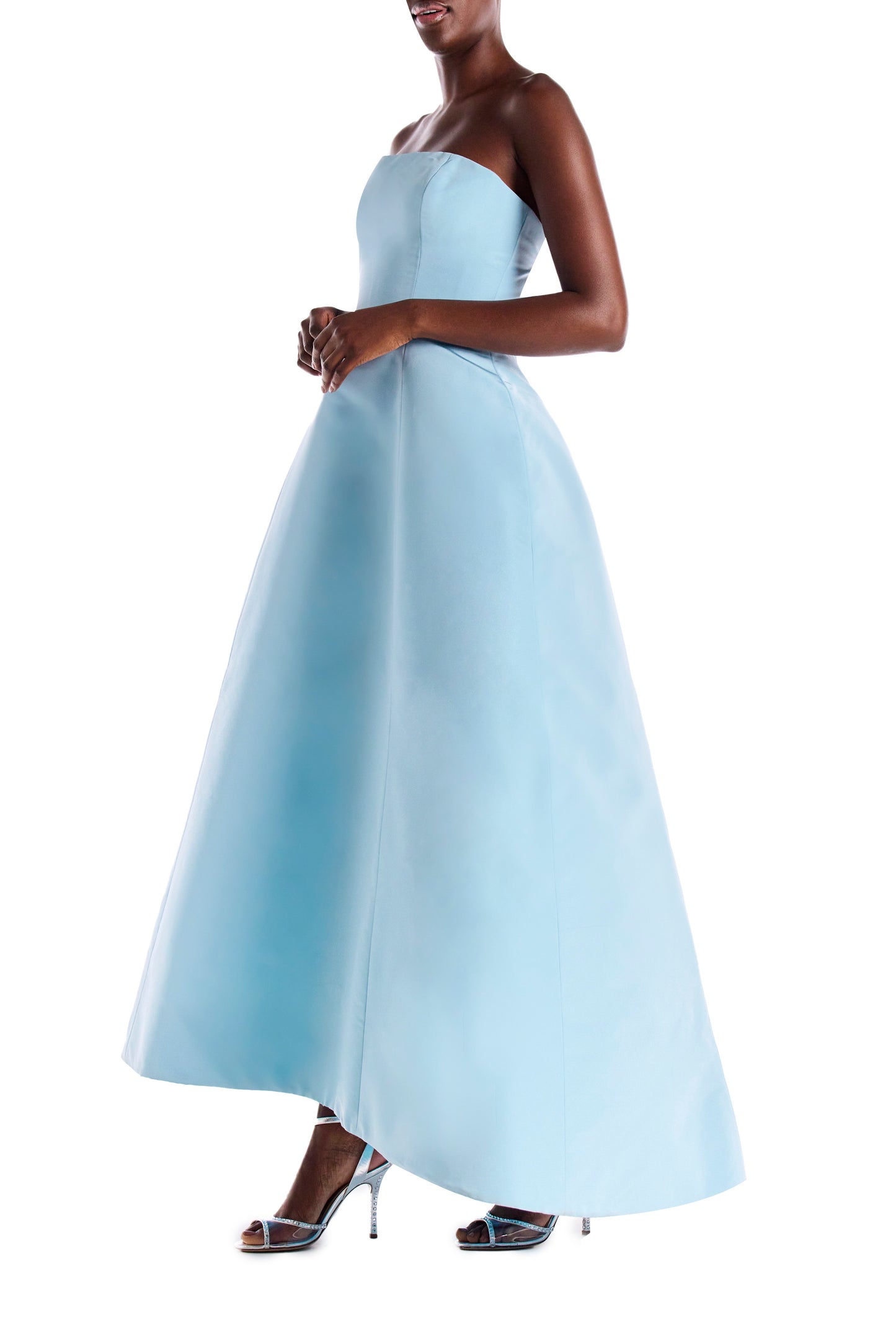 Strapless Faille High Low Gown