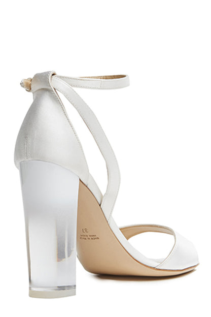 Monique Lhuillier White Satin Ava Sandal